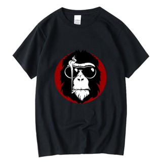 MenS T-Shirt Casual Funny Monkey Print Loose O-Neck Cool Cat T Shirt For Men Short Sleeve T-Shirt Male Top_02