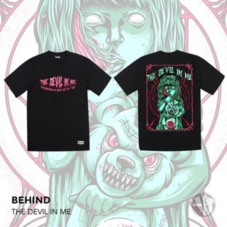 BEHIND เสื้อยืด “THE DEVIL IN ME” แขนสั้น แนวสตรีท Oversize เสื้อยืดชาย หญิง_03