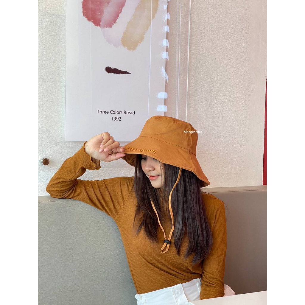 หมวกบักเก็ตปีกกว้าง [รุ่นD011] ปัก [Don't let me down]หมวกแฟชั่นเกาหลี หมวกกันแดด [พร้อมส่งจากไทย!!!