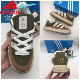 Adidas ของแท้ 100% รองเท้าผ้าใบลําลอง พื้นยาง กันลื่น ปักลาย สีน้ําตาล สีเขียว สไตล์โบราณ แฟชั่นสําหรับผู้ชาย ผู้หญิง