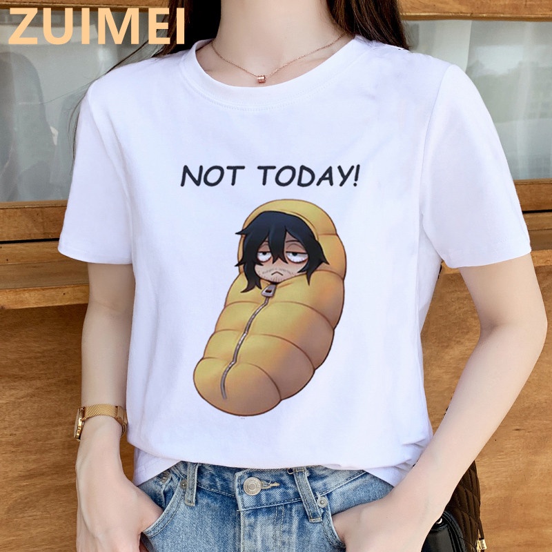 เสื้อยืดแขนสั้นลําลอง คอกลม พิมพ์ลาย Not Today Shota Aizawa Eraser Head My Hero Academia สไตล์ฮาราจู