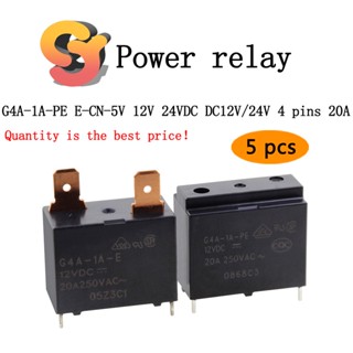 [พร้อมส่ง] รีเลย์พาวเวอร์ซัพพลาย G4A-1A-PE E-CN-5V 12V 24VDC DC12V/24V 4 Pin 20A 5 ชิ้น