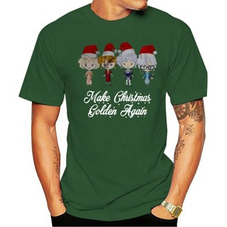 เสื้อยืด พิมพ์ลาย Make Christmas Golden Again Chibi Golden แฟชั่นสําหรับผู้ชาย