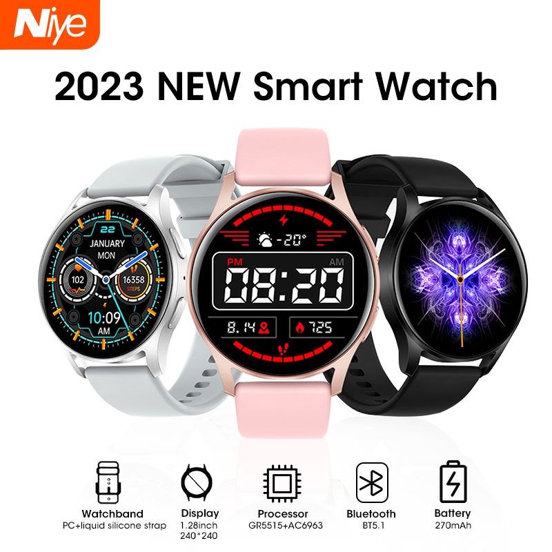 [ใหม่ 2023]niye X01 นาฬิกาข้อมือสมาร์ทวอทช์ เชื่อมต่อบลูทูธ หน้าจอสัมผัส วัดอัตราการเต้นหัวใจ ความดันโลหิต ออกซิเจนในเลือด สําหรับ Samsung Xiaomi Huawei Smart Watch