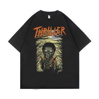 เสื้อยืด ขนาดใหญ่ พิมพ์ลาย Psycho Crucify Thriller | สีดํา | เสื้อเชิ้ต Michael Jackson | เสื้อยืด ขนาดใหญ่ | สไตล์วินเท