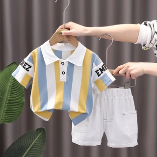 ชุดเด็กคอโปโล เสื้อ+กางเกง เอวยางยืด ชุดเซทเด็ก เสื้อผ้าเด็ก1-4 ปี