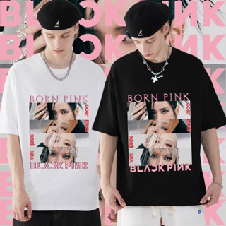 เสื้อยืดพิมพ์ลายแฟชั่น เสื้อ blackpink album born pink หญิง Rosé Lisa แขนสั้นคอกลม ชาย pink venom เสื้อสไตล์เกาหลี Jisoo