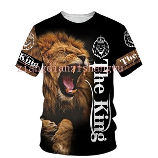 เสื้อยืดลําลอง แขนสั้น คอกลม พิมพ์ลาย The Lion King 3D แฟชั่นฤดูร้อน สําหรับผู้ชาย 2021