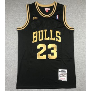 เสื้อกีฬาบาสเก็ตบอล ปักลาย NBA Chicago Bulls 23 Michael MN สไตล์เรโทร สีดํา สําหรับผู้ชาย