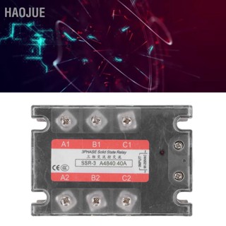 HaoJue โซลิดสเตตรีเลย์ 3 เฟส ไฟแสดงสถานะ LED 40A ฝาครอบโปร่งใส AC เป็น SSR อินพุต 90‑250V เอาต์พุต 24‑480V