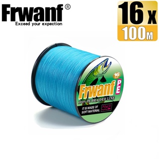 Frwanf สายเอ็นตกปลา แบบถัก PE X16 20-500LB 100 ม. 16 เส้น สีฟ้า