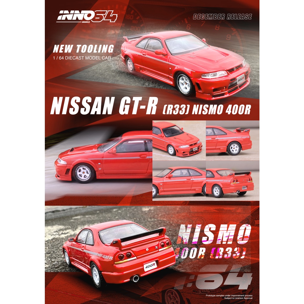 INNO รุ่น INNO64 1/64 NISSAN SKYLINE GT-R R33 NISMO 400R SUPER CLEAR RED II