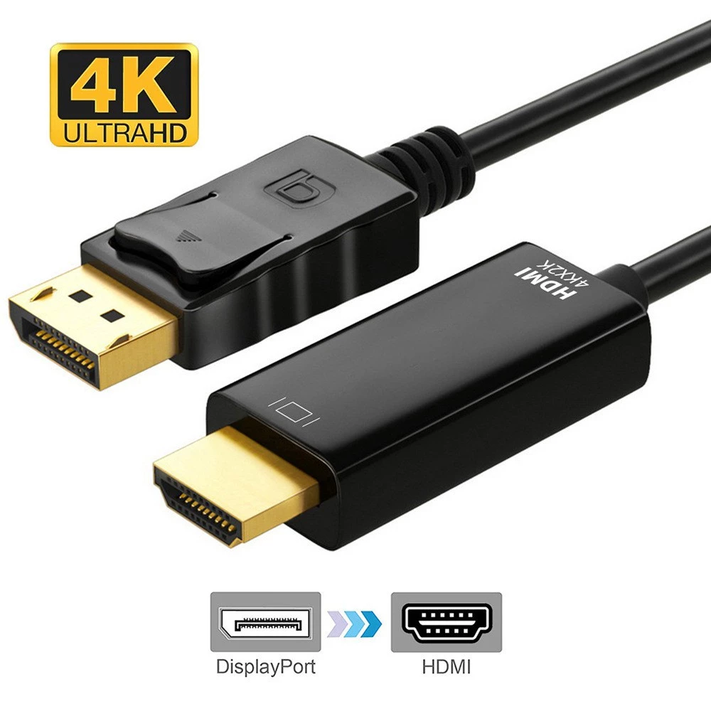 ใหม่ล่าสุด! ของแท้! มีรับประกัน! 4K*2K Display Port DP Male to HDMI Male Converter for HDTV 1.8M 3M Black