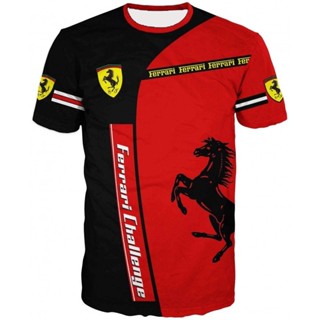 เสื้อยืด พิมพ์ลาย Ferrari 3 มิติ ระบายอากาศ สวมใส่สบาย เหมาะกับฤดูใบไม้ผลิ และฤดูร้อน สําหรับเด็ก และผู้ใหญ่