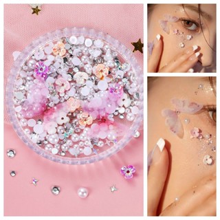 Face decoration Brides eye makeup bright diamond tears diamond pearl hollowed-out metal butterfly facial decoration patch makeup