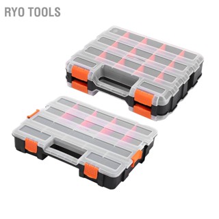 Ryo Tools กล่องชิ้นส่วน PP Grid Design หนาช่องถอดได้กล่องเก็บของการจำแนกประเภทที่มีเสถียรภาพ