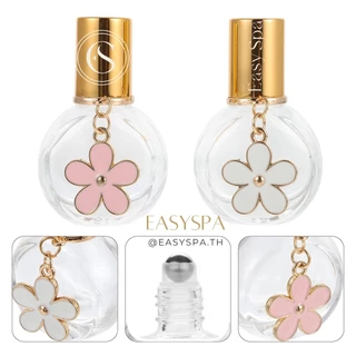 ขวดแก้วหนา 10ml ฝาสเปรย์ และ ลูกกลิ้งสแตนเลส สุดหรู ขวดแก้วหนาเคลือบสี ฝาอลูมีเนียม จี้ดอกไม้ พวงกุญแจดอกไม้ ขวดน้ำหอม