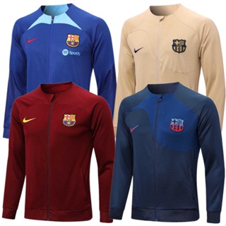 เสื้อกีฬาแจ็กเก็ต เสื้อวอร์มฟุตบอล Barcelona 22-23 สําหรับผู้ชาย