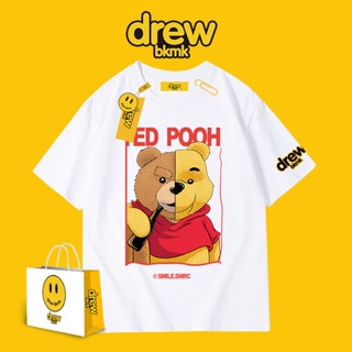 Teddy bear drew short-sleeved t-shirt retro country tide is not the same as the couple wear white hip-hop students _02