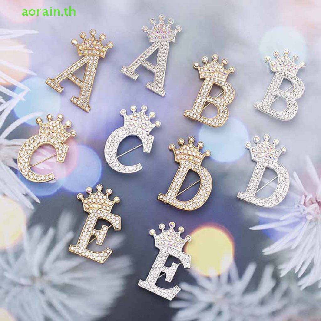 # ใหม่ เข็มกลัด # เข็มกลัด รูปมงกุฎตัวอักษร A ถึง Z ประดับคริสตัล พลอยเทียม 26 ตัว แฟชั่นสําหรับผู้หญิง ใส่ในชุดแต่งงาน