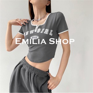 EMILIA SHOP  เสื้อยืด เสื้อครอป เสื้อผ้าแฟชั่นผู้หญิง 2023 ใหม่ ทันสมัย พิเศษ Comfortable ทันสมัย A29J0DM 36Z230909