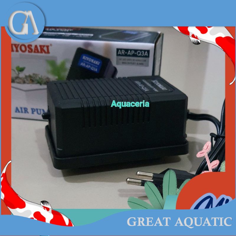 ปั๊มลมตู้ปลา เครื่องเติมอากาศ เอาต์พุต 1 หลุม kiyosaki AR AP Q3A Q 3 A