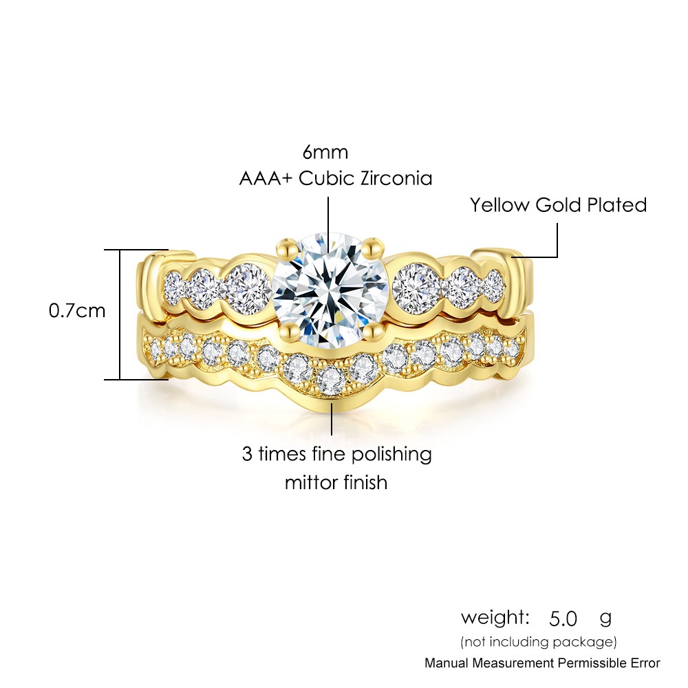 ชุดแหวนหมั้น หรูหรา คลาสสิก เครื่องประดับ สําหรับผู้หญิง ของขวัญวันวาเลนไทน์ R782 2 ชิ้น - รูปที่ 4