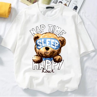 BEST SELLER NAP TIME SLEEP HAPPY HOUR TEDDY BEAR TSHIRT WOMEN MEN BAJU T SHIRT PEREMPUAN LELAKI T-SHIRT LENGAN PEND_02