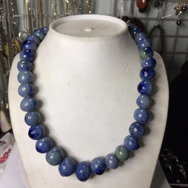 เครื่องประดับวันเกิด. สร้อยคอเซรามิกสําหรับผู้ชายและผู้หญิงด้วยลูกปัด 15-16 มม. ms AB8