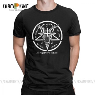 มาใหม่ เสื้อยืดคอกลม แขนสั้น พิมพ์ลาย The Goat Head 666 Baphomet Sigil Of Satan แฟชั่นฤดูร้อน สําหรับผู้ชาย 100%_04