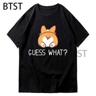 Guess What? Corgi Butt Japan Style Tee Shirt Harajuku Retro T Shirts Summer Street Tee Shirt Tops Casual Loose T Sh_04