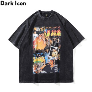 เสื้อยืดลําลอง ผ้าฝ้าย แขนสั้น พิมพ์ลายกราฟฟิค Dark Icon สไตล์ฮิปฮอป สตรีท ขนาดใหญ่ โอเวอร์ไซซ์ เหมาะกับฤดูร้อน สํา_04