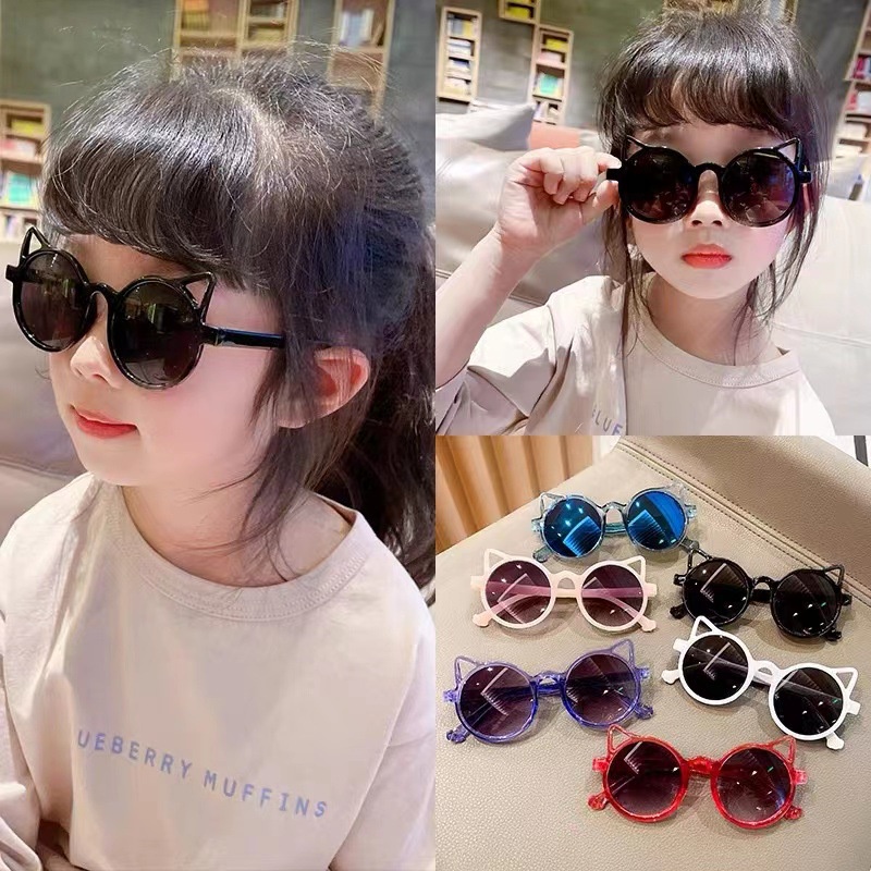 แว่นตากันแดด เลนส์ UV400 ทรงแคทอาย น่ารัก สําหรับเด็กผู้ชาย ผู้หญิง