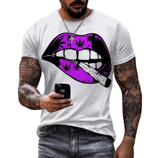 Hot Sale Summer Funny Weed Leaves Lips 3D Printed T-shirt Unisex Fashion Casual Oversized T Shirts_12