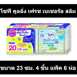 โซฟี คูลลิ่ง เฟรช เนเชอรัล สลิม ขนาด 23 ซม. 4 ชิ้น แพ็ค 6 ห่อ รหัสสินค้า 854671