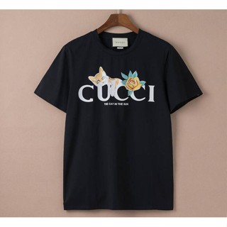 Gucci เสื้อยืด ผ้าฝ้าย พิมพ์ลาย สําหรับผู้ชาย และผู้หญิงเวลาว่าง