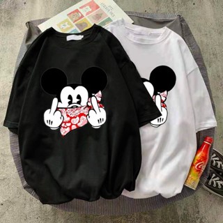 Disney Kawaii Mickey Mouse Summer T-shirt Ladies Black Top Ladies Casual O-Neck Top Ladies Kormen Korean Style Hara_03