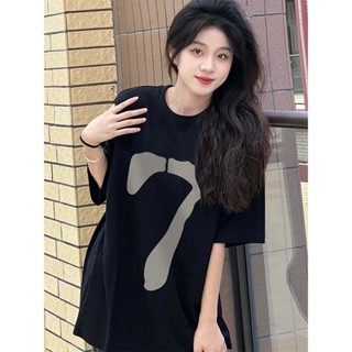 yimu Yimu loose digital printing short-sleeved T-shirt womens summer new loose simple half-sleeved round neck top cloth