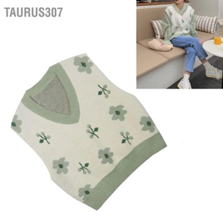  Taurus307 เสื้อสเวตเตอร์ถักคอ V สำหรับผู้หญิง ตัดเย็บอย่างดี ยืดหยุ่น เสื้อสเวตเตอร์ถักแขนกุดแสนสบายสำหรับชีวิตประจำวัน