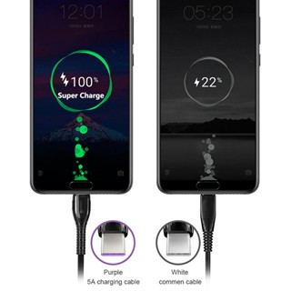 สายชาร์จ USB สำหรับ Android 5a Fast Charger สายฟ้าผ่าพร้อมไฟ Led การชาร์จ Micro USB Type-C สำหรับ OPPO Samsung Iphone 6 7 8 9 11 P30 Type-C