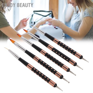 Enjoy Beauty แปรงเล็บ 5 ชิ้นแปรงไนล่อนมืออาชีพ Double Ended ปากกาวาดเล็บสำหรับร้านทำเล็บใช้ในบ้าน