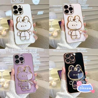 เคสกระจกแต่งหน้า แบบนิ่ม บางพิเศษ ลายกระต่ายน่ารัก ประดับโบว์ พร้อมขาตั้ง สําหรับ Xiaomi Mi Poco F4 X4 X3 F3 GT X3 F2 M4 Pro X2 5G