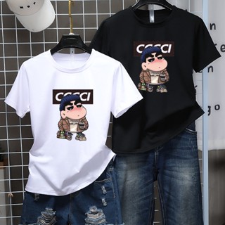 ZMJ#2 Summer couple Shirt Womens Crayon Shinchan Print Shirt Girl O-neck Short Sleeve T-Shirts student Tops_12