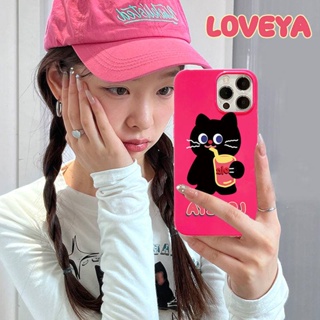 เคสโทรศัพท์มือถือแบบนิ่ม ลายการ์ตูนแมวน่ารัก สีดํา สําหรับ Iphone 14promax 13 11 12 xr 8p