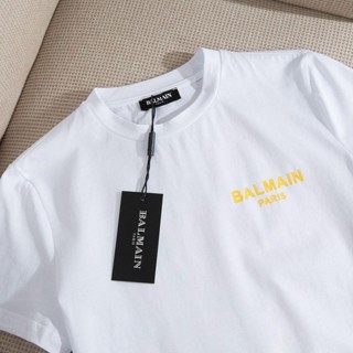 เสื้อยืด ผ้าฝ้ายแท้ พิมพ์ลายตัวอักษร Balmain สไตล์ยุโรป และอเมริกา แนวสตรีท สําหรับผู้ชาย และผู้หญิง