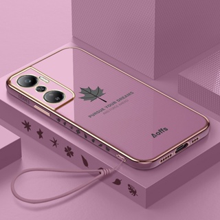 เคสมือถือ แบบนิ่ม ทรงสี่เหลี่ยม ลายใบเมเปิ้ล พร้อมสายคล้อง สําหรับ Infinix Hot 20 20i 20S 20 Play X6826 X6826B X665C X665E X6827 X6825