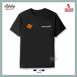 T Shirt Round Neck Sulam McLaren 55 F1 Team RedBull Racing Grand Prix Race Baju Lelaki Casual Cotton Fashion Jahit _04