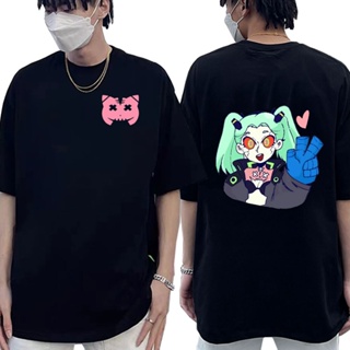 Cartoon Anime Cyberpunk Edgerunners Rebecca T Shirt Harajuku Kawaii Cute Tee Shirt Men Women Short Sleeve Couples T_12