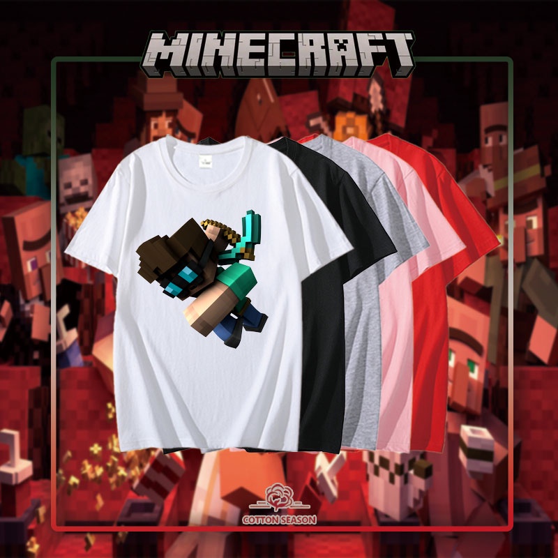 เสื้อยืด Minecraft Herobrine เสื้อยืดสไตล์เกาหลี คอกลม เนื้อผ้าดีมากใส่สบายค่ะ เสื้อยืดสีพื้น ผ้าฝ้า