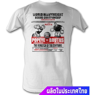 แขนสั้นcrew neckข้อเสนอพิเศษ มวย A&amp;E Designs Popeye T-Shirt - Heavyweight Boxing Championship Adult White Tee Shirt_02